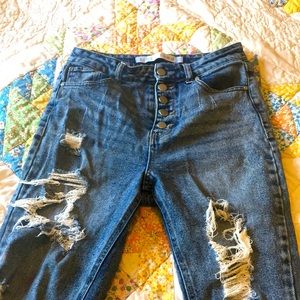 Tinseltown extremely distressed buttonfly jeans